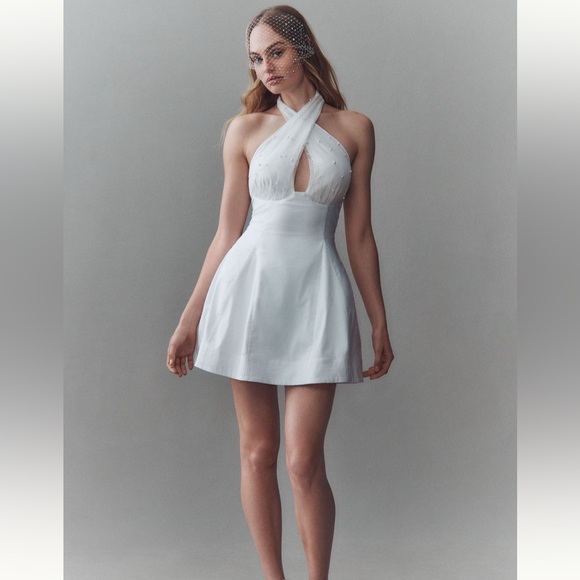 BHLDN Halter Pearl-Embellished Mini Dress - Picture 3 of 9